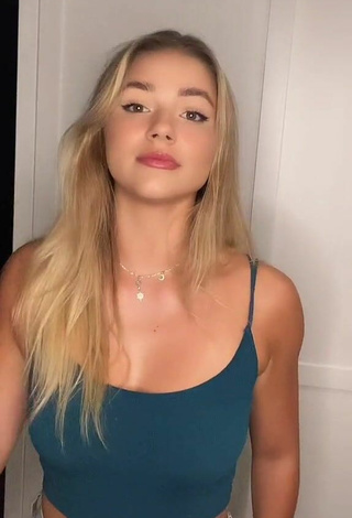 Sexy Julia Zugaj in Turquoise Crop Top and Bouncing Breasts
