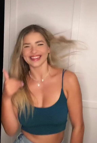 4. Sexy Julia Zugaj in Turquoise Crop Top and Bouncing Breasts