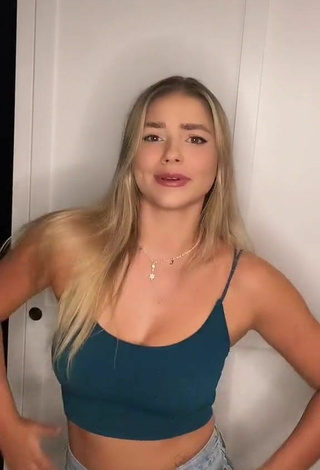 6. Sexy Julia Zugaj in Turquoise Crop Top and Bouncing Breasts