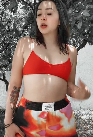 Beautiful Karen Bustillos in Sexy Red Bikini Top