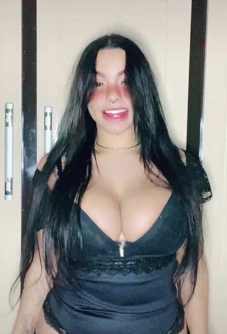 2. Beautiful Karniello Shows Cleavage in Sexy Black Lingerie and Bouncing Boobs