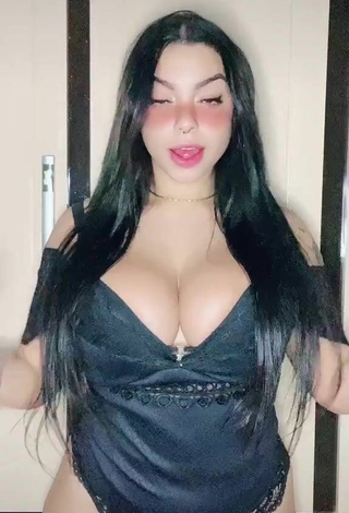 2. Sexy Karniello Shows Cleavage in Black Lingerie and Bouncing Tits