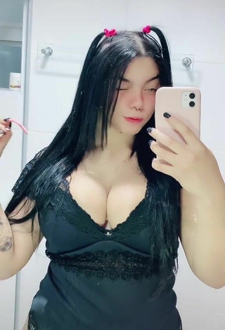 3. Sexy Karniello Shows Cleavage in Black Bodysuit and Bouncing Tits