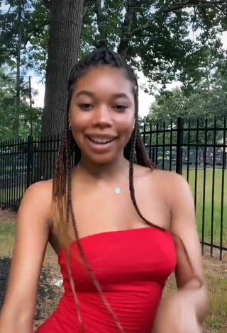 Sexy Kyla Drew Simmons in Red Dress and Bouncing Tits