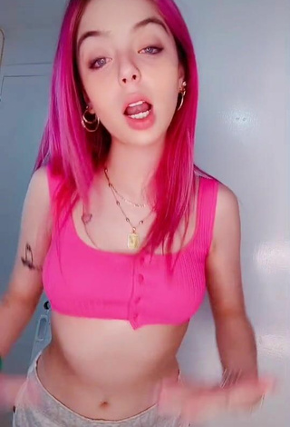 Hot Laila Montero in Pink Crop Top