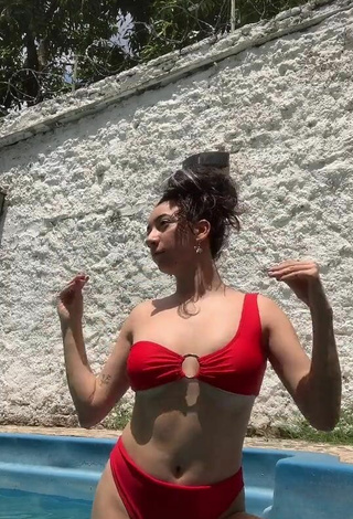 5. Sexy Laila Ali in Red Bikini at the Swimming Pool
