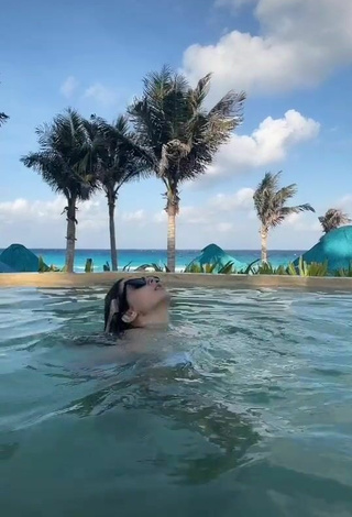 1. Cute Lorena Fernández in White Bikini at the Swimming Pool