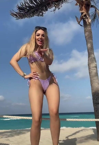 Hot Lorena Fernández in Purple Bikini at the Beach