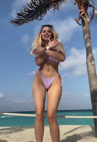 3. Hot Lorena Fernández in Purple Bikini at the Beach