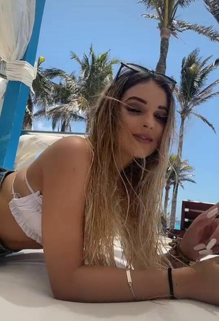 3. Beautiful Lorena Fernández in Sexy White Bikini Top at the Beach