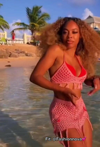 3. Sexy Lucki Starr in Pink Crop Top at the Beach