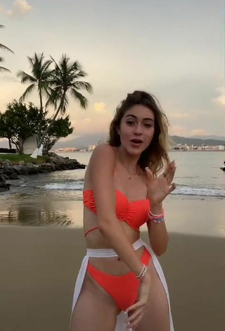 4. Hot Ludwika Santoyo in Orange Bikini at the Beach in the Sea
