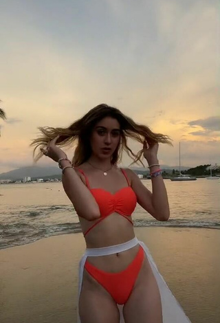 1. Sexy Ludwika Santoyo in Orange Bikini at the Beach