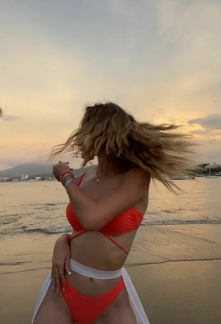 4. Sexy Ludwika Santoyo in Orange Bikini at the Beach