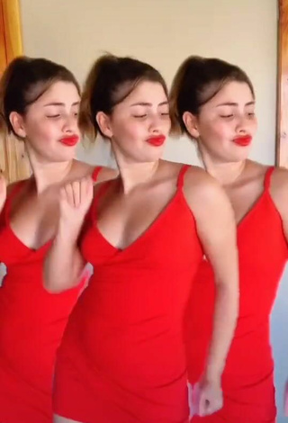 3. Sexy Mafe Bertero in Red Dress and Bouncing Boobs