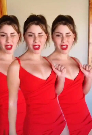 4. Sexy Mafe Bertero in Red Dress and Bouncing Boobs