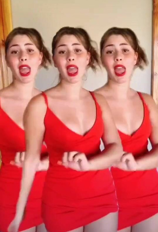 6. Sexy Mafe Bertero in Red Dress and Bouncing Boobs