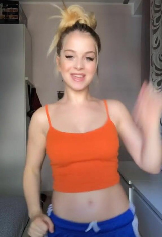 4. Beautiful Marta D'Addato in Sexy Orange Crop Top and Bouncing Boobs