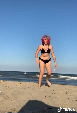 6. Cute Maryam Cherif in Black Bikini at the Beach