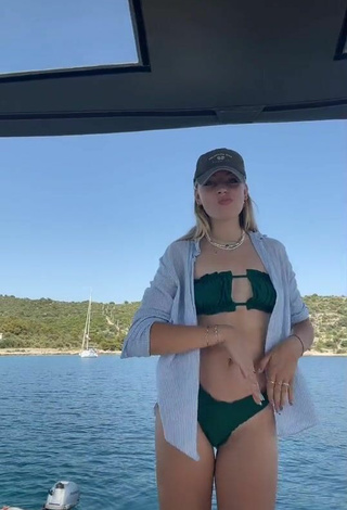 3. Sexy Mia Challiner in Black Bikini on a Boat