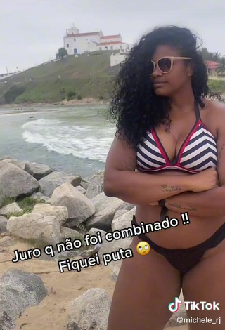 3. Sexy Michele Oliveira in Striped Bikini Top at the Beach