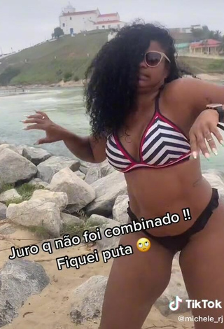 6. Sexy Michele Oliveira in Striped Bikini Top at the Beach