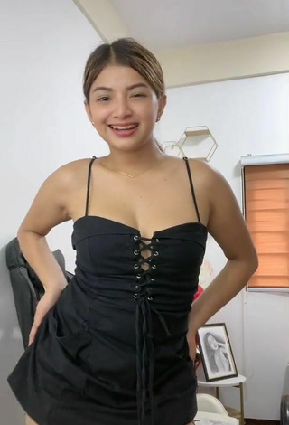 Sexy Marylaine Amahit in Black Dress