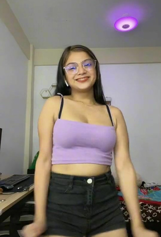 2. Sexy Marylaine Amahit in Purple Crop Top and Bouncing Boobs