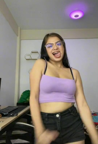 3. Sexy Marylaine Amahit in Purple Crop Top and Bouncing Boobs