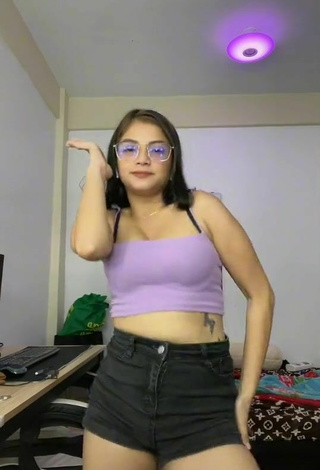 4. Sexy Marylaine Amahit in Purple Crop Top and Bouncing Boobs