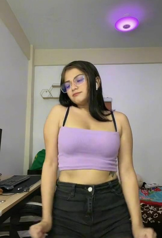 6. Sexy Marylaine Amahit in Purple Crop Top and Bouncing Boobs