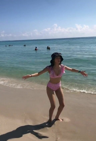 Hot Paola Ruiz in Pink Bikini at the Beach