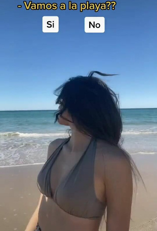 3. Cute Paola Ruiz in Beige Bikini Top at the Beach