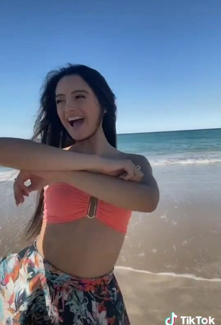 5. Hot Paola Ruiz in Peach Bikini Top at the Beach