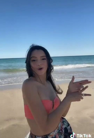 5. Sexy Paola Ruiz in Peach Bikini Top at the Beach
