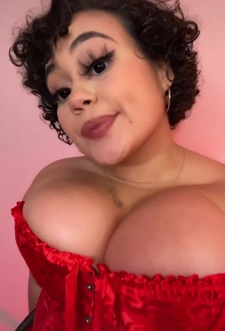 3. Hot Phaith Montoya Shows Cleavage in Red Corset