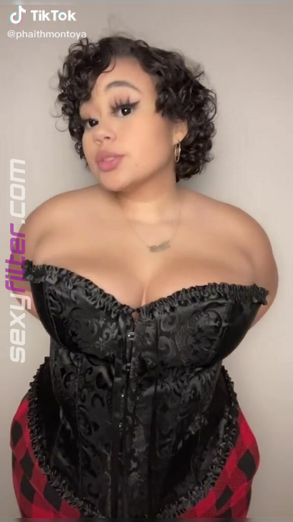 Sexy Phaith Montoya Shows Cleavage In Black Corset And Bouncing Boobs