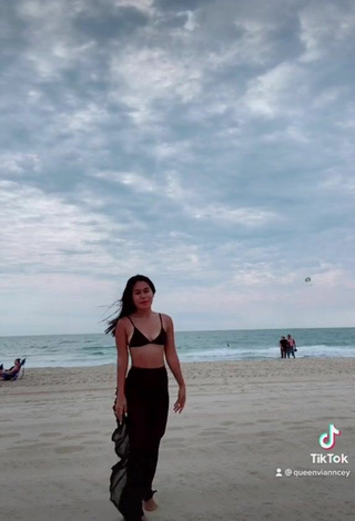 5. Hot Virgie Ann Casteel in Black Bikini Top at the Beach