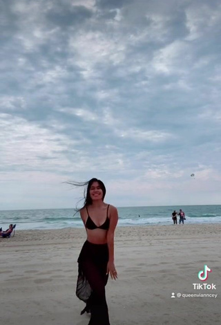 6. Hot Virgie Ann Casteel in Black Bikini Top at the Beach