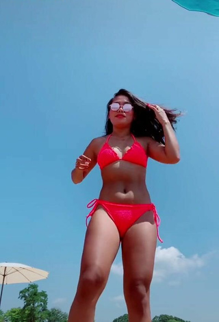 Beautiful Virgie Ann Casteel in Sexy Red Bikini at the Beach