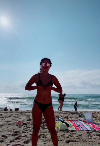 2. Hot Virgie Ann Casteel in Black Bikini at the Beach