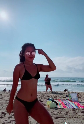 6. Hot Virgie Ann Casteel in Black Bikini at the Beach