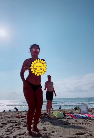 6. Sexy Virgie Ann Casteel in Black Bikini at the Beach