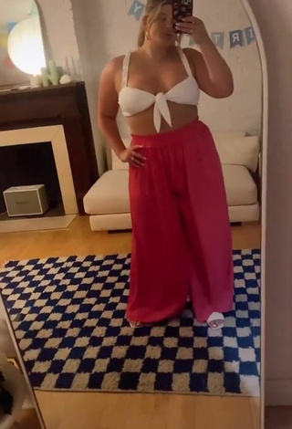 Sexy Remi Jo in White Crop Top without Brassiere