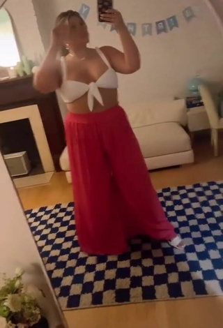 4. Sexy Remi Jo in White Crop Top without Brassiere