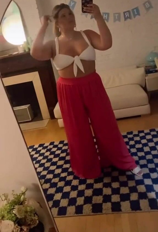 5. Sexy Remi Jo in White Crop Top without Brassiere