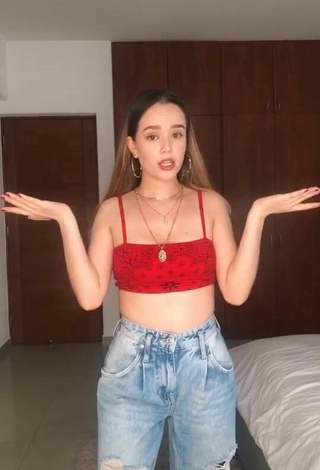 Sexy Saraí Meza in Red Crop Top