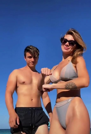 Sasha Ferro Looks Sexy in Grey Bikini at the Beach