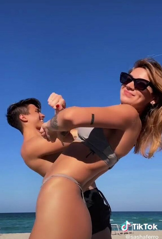 5. Sasha Ferro Looks Sexy in Grey Bikini at the Beach