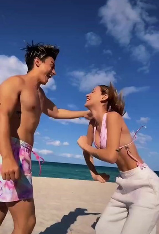 5. Breathtaking Sasha Ferro Shows Cleavage in Bikini Top at the Beach